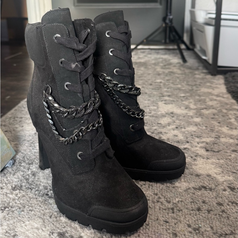 Never worn Karl Lagerfeld Black Lace Up Boots